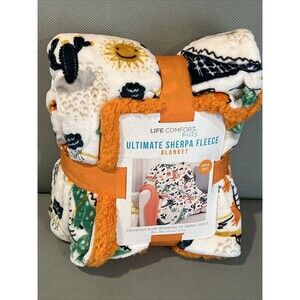 Life Comfort Kids Ultimate Sherpa Fleece Blanket Crocodile Orange New